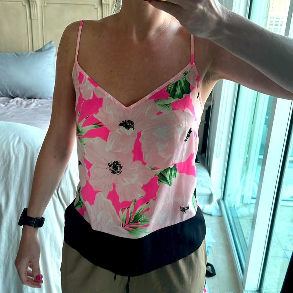 French Connection size xs pink floral top with adjustable straps